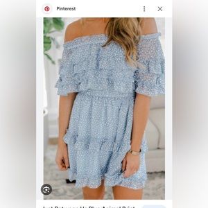 Blue Off Shoulder Mini Dress